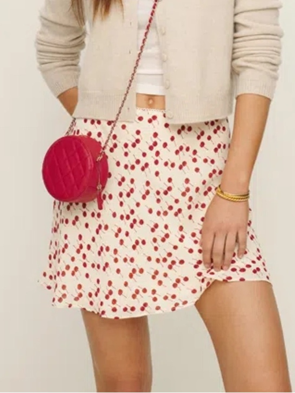 Reformation Brandy Skirt in Cherry Pudding- Petites